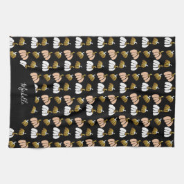 Monogram Pumpkin in Schwarz, Weiß, Schwarz, Weiß,  Geschirrtuch