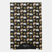 Monogram Pumpkin in Schwarz, Weiß, Schwarz, Weiß, Geschirrtuch (Vertikal)