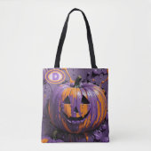 Monogram Pumpkin Lila & Orange Festive Tasche (Vorderseite)