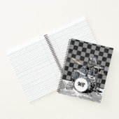 Monogram Punk Rock Drummer Bear Drum Kit Musiker Notizblock (Innenseite)