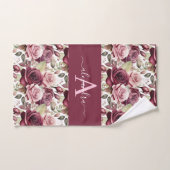 Monogram Purple Burgundy Pink Roses Towel Set (Handtuch)