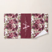 Monogram Purple Burgundy Pink Roses Towel Set (Handtuch)