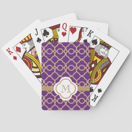 Monogram Purple Gold Moroccan Spielkarten (Rückseite)