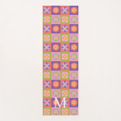 Monogram purple green floral pattern yogamatte (Vorderseite)
