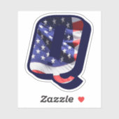 Monogram Q American Flag Letter Q Initial USA Aufkleber (Blatt)