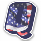 Monogram Q American Flag Letter Q Initial USA Aufkleber (Vorderseite)