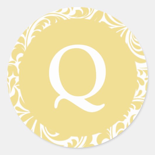 Monogram Q Antique Gold Wedding Monogramme Invitat Runder Aufkleber (Vorderseite)