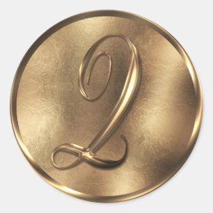 Monogram Q Bronze Wedding Invitation Holiday Runder Aufkleber