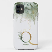 Monogram Q Elegant Greenery Case-Mate iPhone Case (Rückseite)
