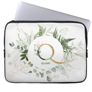 Monogram Q Fern & Eukalyptus Wreath Laptop Sleeve