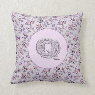 Monogram Q für Luxus-Blume Kissen