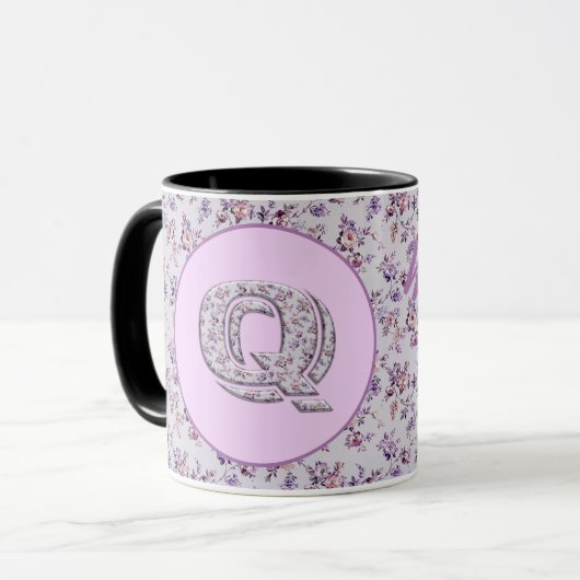 Monogram Q für Luxus-Blume Tasse (Vorderseite Links)