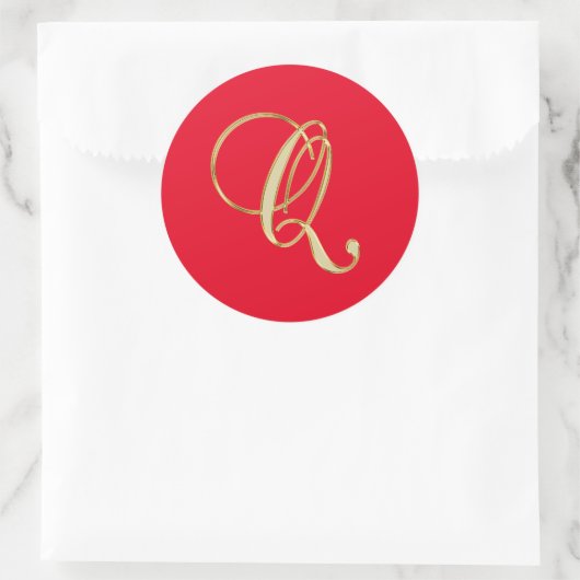 Monogram Q Gold-Skript Runder Aufkleber (Tasche)