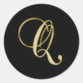 Monogram Q Gold-Skript Runder Aufkleber (Vorderseite)