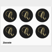 Monogram Q Gold-Skript Runder Aufkleber (Blatt)