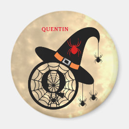 Monogram Q Halloween Sky Hexenspinnen Name Magnet