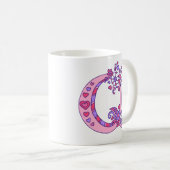 Monogram Q Herz und Blume rosa lila Tasse (VorderseiteRechts)