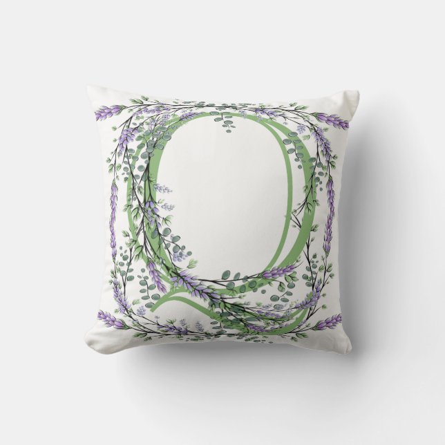 Monogram Q Lavendel Eucalyptus Kissen (Vorderseite)