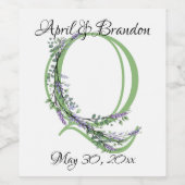 Monogram Q Lavendel Eucalyptus Weinetikett (Einzelnes Label)