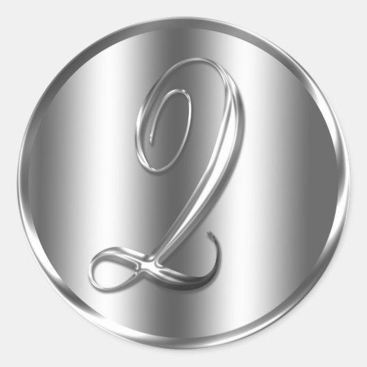 Monogram Q Silver Color Wedding Invitation Holiday Runder Aufkleber (Vorderseite)