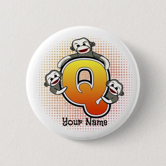Monogram Q Sock Monkey Button (Vorderseite)