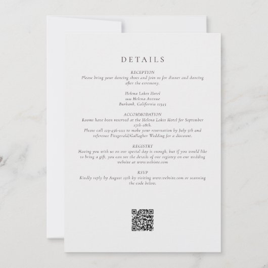 Monogram QR Code All in one Wedding Einladung (Rückseite)