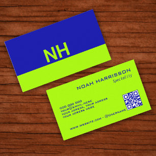 Monogram QR-Code blaue Limon-Minimalistin Visitenkarte