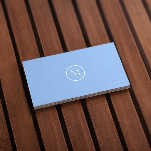 Monogram Qr Code Carolina Blue Business Card Visitenkarte