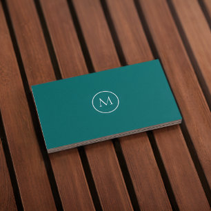 Monogram Qr Code Dark Cyan Business Card Visitenkarte