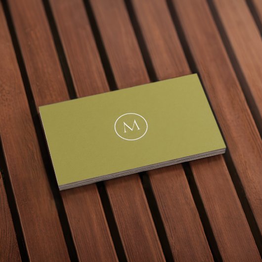 Monogram Qr Code Dark khaki Business Card Visitenkarte