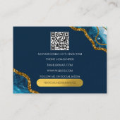 Monogram QR-Code des Blue Gold Agate Geode Glitzer Visitenkarte (Rückseite)