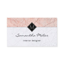Monogram QR Code Elegante Rose Gray Marble