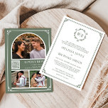 Monogram QR Code Foto Collage Sage Green Wedding Einladung<br><div class="desc">Erleben Sie Ihre Gäste mit dieser wunderschönen Hochzeitsfeier mit eleganten Rahmen und traditioneller Typografie mit QR Code für Online-UAWG. Fügen Sie einfach Ihre Veranstaltungsdetails zu dieser benutzerfreundlichen Vorlage hinzu und schmücken Sie diese Karte mit Ihren bevorzugten Fotos,  um sie zu einer einmaligen Einladung zu machen.</div>