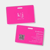 Monogram QR Code Makeup Artist ID Ausweis (Front & Back)