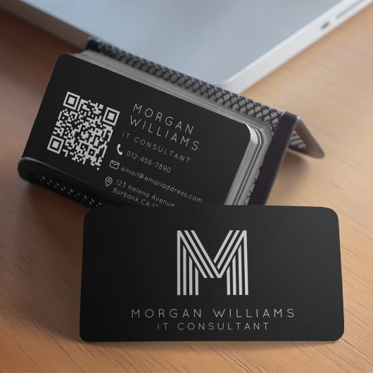 Monogram QR Code Minimalistische Icons Visitenkarte