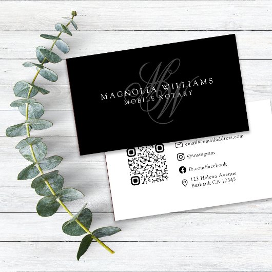 Monogram QR Code Minimalistischer öffentlicher Not Visitenkarte