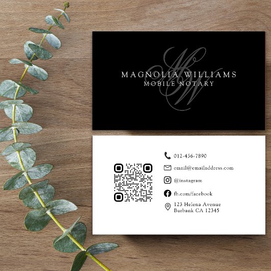Monogram QR Code Minimalistischer öffentlicher Not Visitenkarte