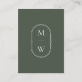 Monogram QR Code Moss Green Wedding Website Begleitkarte (Rückseite)