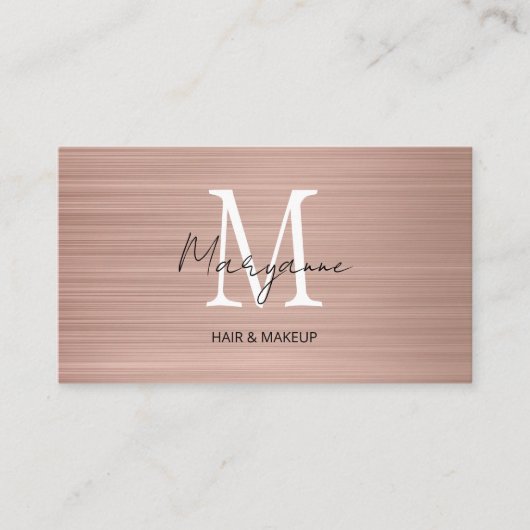 Monogram QR Code Rose Gold Visitenkarte (Vorderseite)