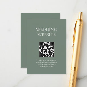 Monogram QR Code Sage Green Wedding Website Begleitkarte