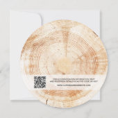 Monogram QR Code Website Bark Rustic Wedding Einladung (Rückseite)