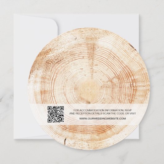 Monogram QR Code Website Bark Rustic Wedding Einladung (Rückseite)