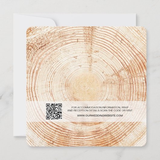 Monogram QR Code Website Bark Rustic Wedding Einladung (Rückseite)