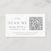 Monogram QR Code Website Floral Wedding RSVP Begleitkarte (Vorderseite)