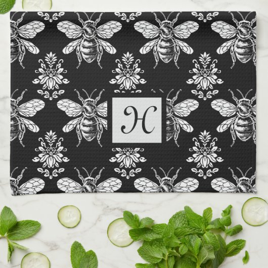 Monogram Queen Bee Kitchtuch Geschirrtuch (Gefaltet)