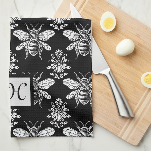 Monogram Queen Bee Kitchtuch Geschirrtuch (Viertel Falte)