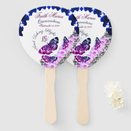Monogram Quinceañera 15 Take Flight Butterfly Fächer