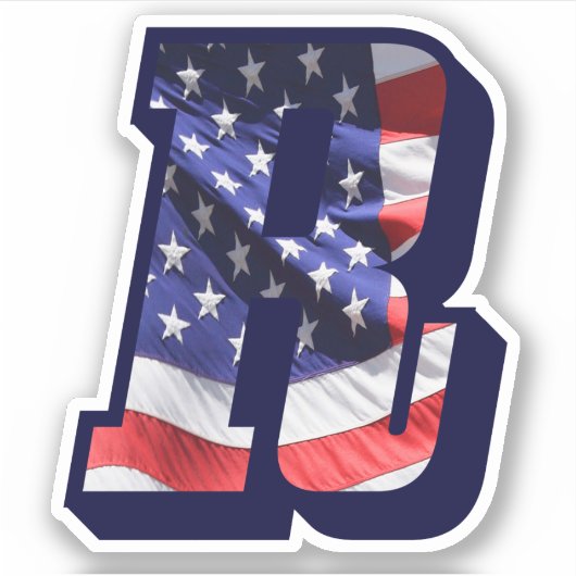 Monogram R American Flag Letter R Initial USA Aufkleber (Vorderseite)