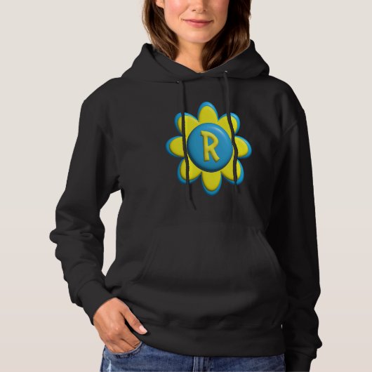Monogram R  Colorful Flower Hoodie (Vorderseite)