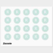 Monogram R Dusty Aqua Custom Siegels Stickers for (Blatt)